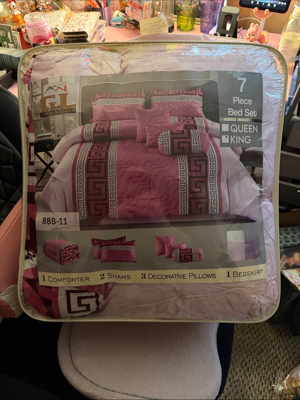 GI Home Bedding 7-Piece Comforter Set in Pink